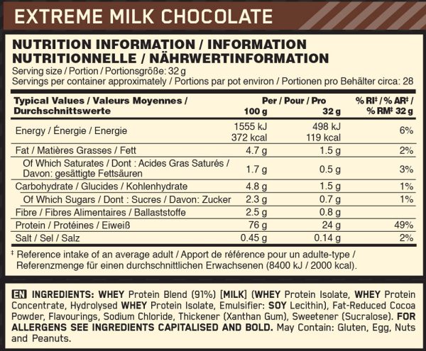 01 067 022 GSW 900g Extreme Milk Chocolate 893g facts 1