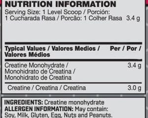 01 067 032 Creatine Monohydrate 317g On facts