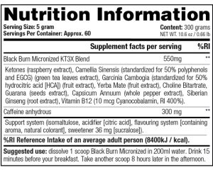 01 130 063 Black Burn Micronized 300gr FACTS