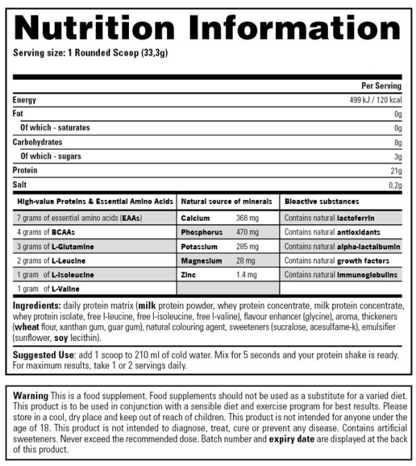 01 130 072 Daily Protein 908g nutrition information