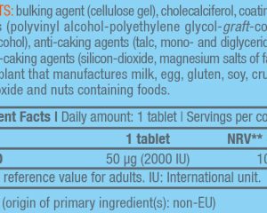 01 170 205 Vitamin D3 50mcg 60tabs facts