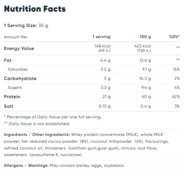 01 335 002 Bounty Protein Powder 875g facts