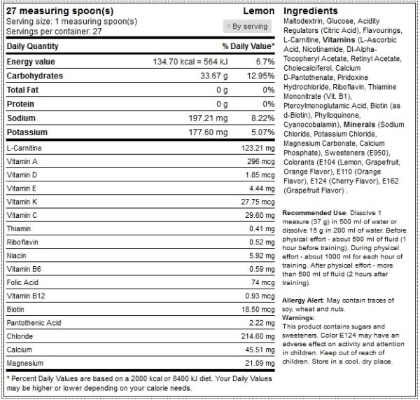 activlab hot sport drink 1000 g 1 facts