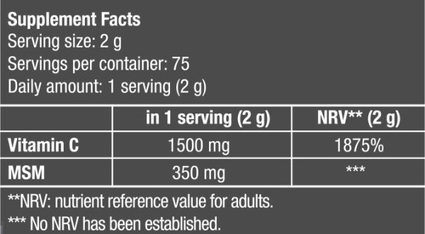 biotech usa msm vitamin c facts